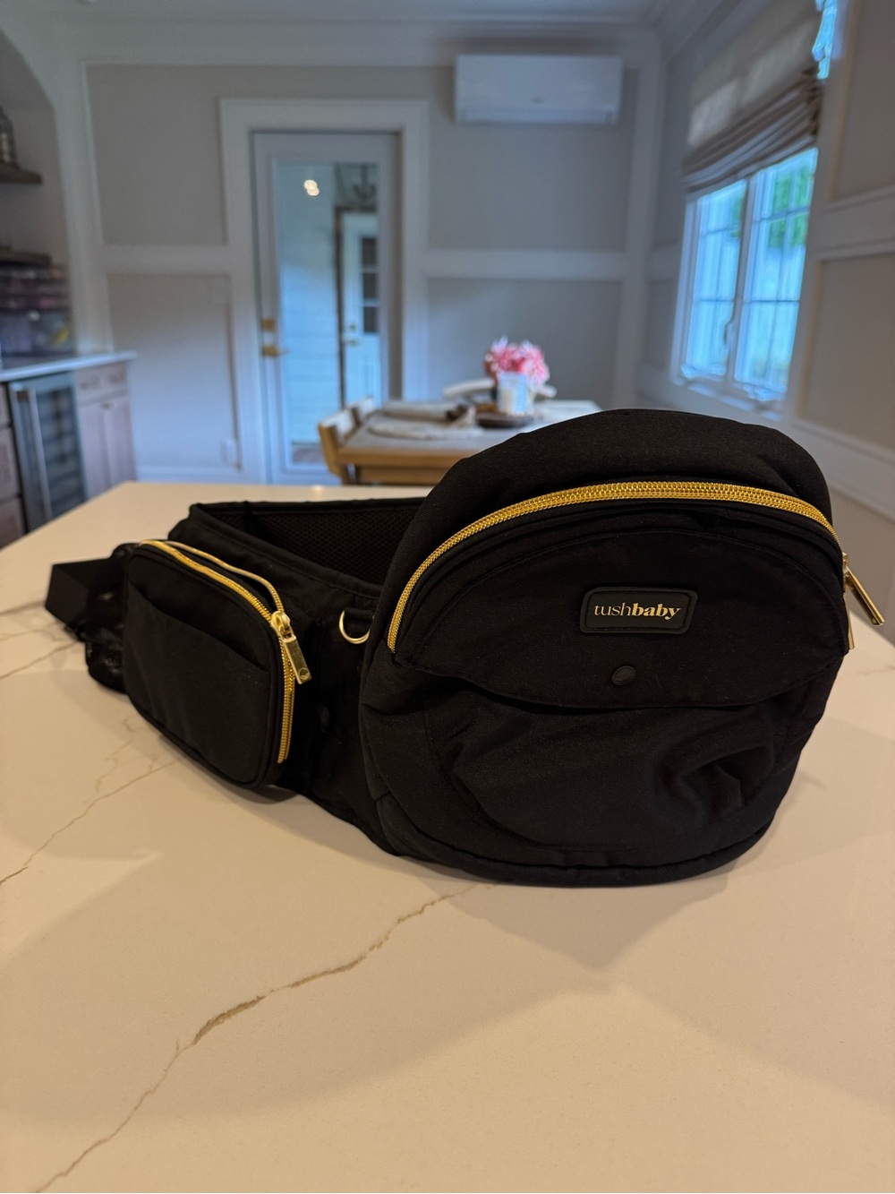 Ushbaby Black Waist Pack with Gold Zippers